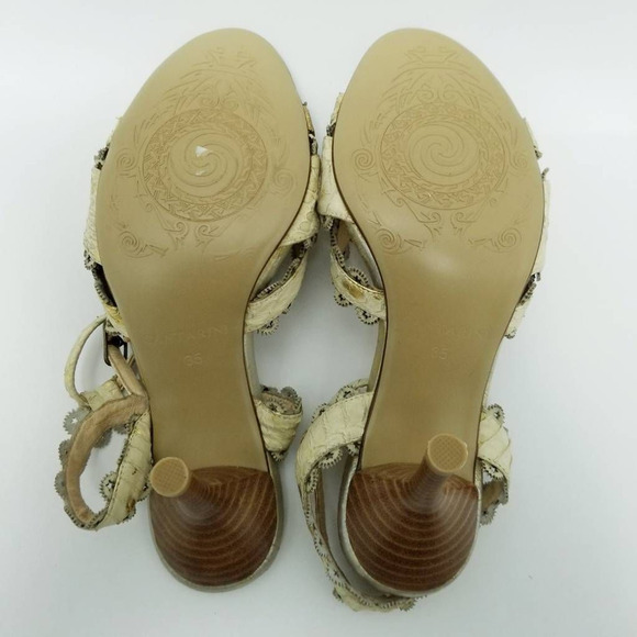 Cantarini Womens Ankle Strap Heels Sandals Shoes Beige Snakeskin Size EU 35 - Picture 11 of 13